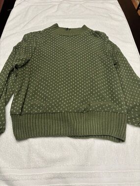 DR2 Olive Green Crewneck Sweater with Dot Texture